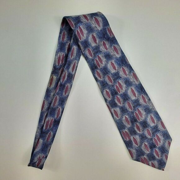 Stafford Abstract Blue Purple‎ Silk Wide Tie - Picture 6 of 6